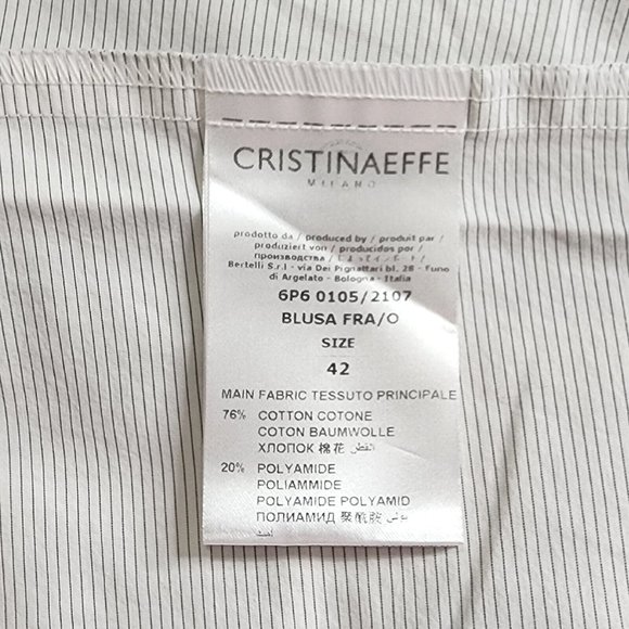 Cristinaeffe Striped Cold Shoulder Blouse Top US 6 IT 42 White Black Peplum - Picture 7 of 7